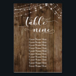 Hout- en lichttabel negen met gastnamen Kaart<br><div class="desc">Deze stijlvolle, elegante bruiloft- en evenementsuitnodigingssuite van design cadeaus een aantal populaire huwelijksontwerpen die op een nieuwe manier worden gecombineerd. Met een rijke bruine houtachtergrond en dubbele koorden van twinkelende lichte accenten, heb ik een mooie moderne manuscriptdoopvont gecombineerd om grafiek terug te geven die zeer belangrijke woorden en uitdrukkingen in...</div>