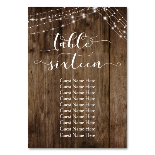 Hout- en lichttabel zestien met gastnaamkaart kaart (Achterkant)