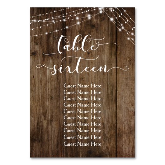 Hout- en lichttabel zestien met gastnaamkaart kaart (Voorkant)