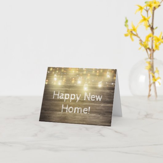 Hout en lights Rustic Country Greetings Note Kaart (Gele Bloem)