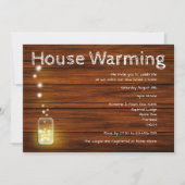 Hout en lights Rustic New Home Party Invitation Kaart (Voorkant)