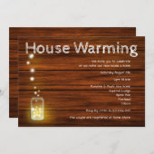 Hout en lights Rustic New Home Party Invitation Kaart (Voorkant / Achterkant)