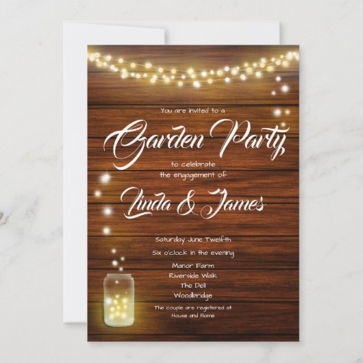 Hout en lights Rustisch Verloving Kaart (Voorkant)