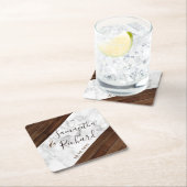 Hout en marmeren bruiloft kartonnen onderzetters (Insitu)