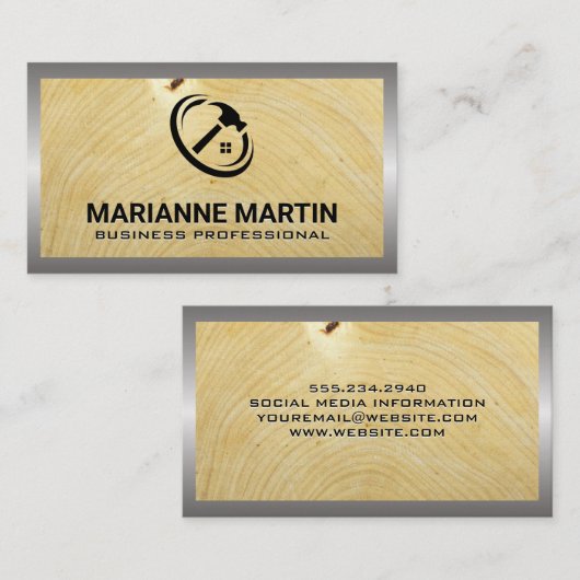 Hout en metaal | Logo ThuisHammer Visitekaartje (Voorkant / Achterkant)