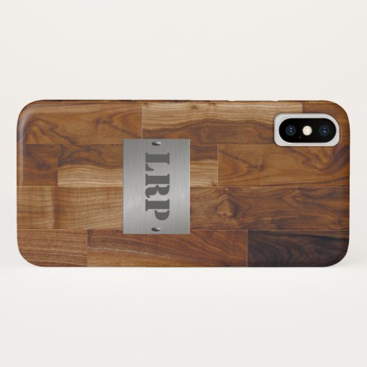 Hout en metaal Monogram Aangepast personaliseren Case-Mate iPhone Case (Achterkant (horizontaal))