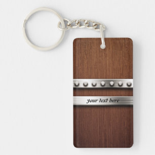 Hout en metaal sleutelhanger