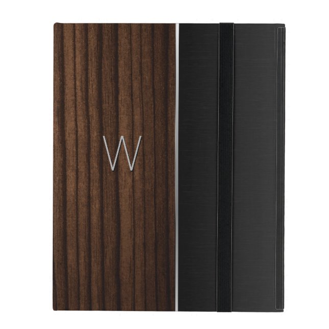 Hout en metallische look monogrammed-draagtas iPad hoesje (Voorkant Dicht)