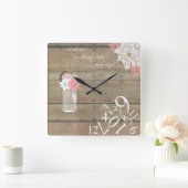 Hout en moeraspot altijd laat: vierkante wandklok (Huis)