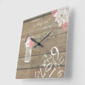 Hout en moeraspot altijd laat: vierkante wandklok (Hoek)