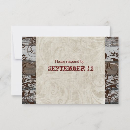 Hout en perkament Brown RSVP met enveloppen (Voorkant)