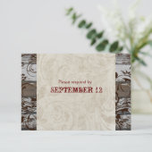 Hout en perkament Brown RSVP met enveloppen (Staand voorkant)