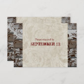 Hout en perkament Brown RSVP met enveloppen (Voorkant / Achterkant)