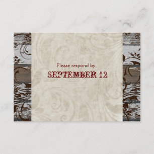 Hout en perkament Brown RSVP met enveloppen Kaartje