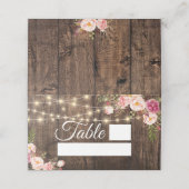 Hout- en roze roze strijkstralen plaatskaartje (Buitenkant ongevouwen)