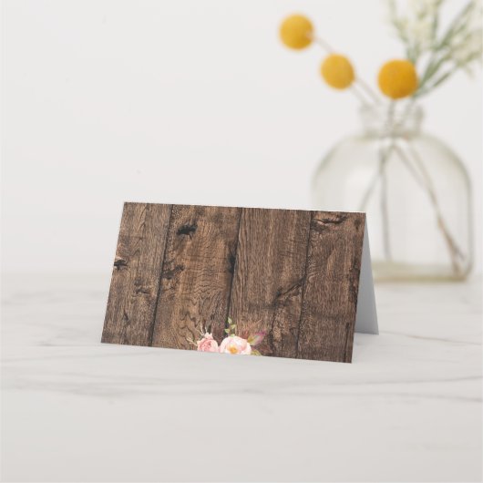 Hout- en roze roze strijkstralen plaatskaartje (Achterkant)