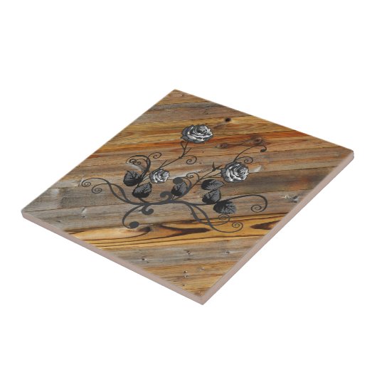 Hout en Rozen Tegeltje (Zijkant)