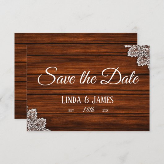 Hout en Rustic Wedding Save the Date Kaart (Voorkant / Achterkant)