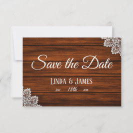 Hout en Rustic Wedding Save the Date Kaart