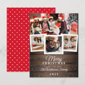  hout en sneeuw| Vakantie 4-fotokaart Feestdagenkaart (Voorkant / Achterkant)