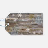 Hout en Snowflakes Gift Label Cadeaulabel (Achterkant Horizontaal)
