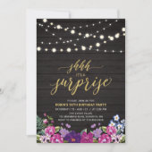 Hout- en strijklampjes Gold Surprise Birthday Part Kaart (Voorkant)