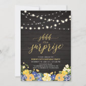 Hout- en strijklampjes Gold Surprise Birthday Part Kaart (Voorkant)