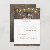 Hout en String Lights Rustieke Bruiloft RSVP (Voorkant / Achterkant)