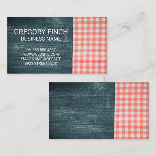 Hout en tafelkledij visitekaartje (Voorkant / Achterkant)