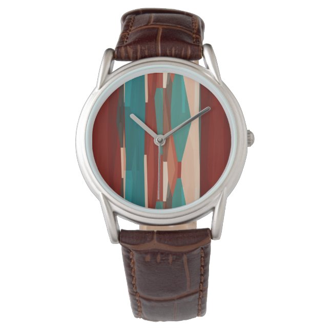 Hout en turkoois horloge (Voorkant)