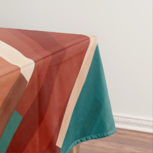 Hout en turkoois tafelkleed