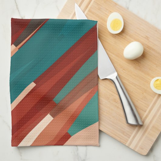 Hout en turkoois theedoek (Quarter Fold)