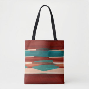 Hout en turkoois tote bag