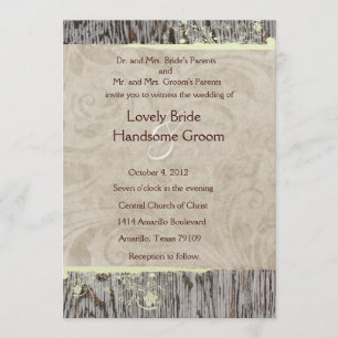 Hout en Vintage Shabby Chic Wedding Invitation Kaart