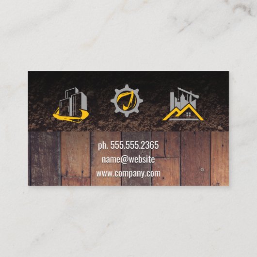 Hout en vuil | Bouwvoertuigen Visitekaartje (Achterkant)