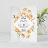 hout en Waterverf Gele bloemen Lijst Inv Kaart (Staand voorkant)