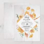 hout en Waterverf Gele bloemen Lijst Inv Kaart (Voorkant / Achterkant)