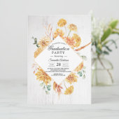 hout en Waterverf Gele bloemen Lijst Inv Kaart (Staand voorkant)