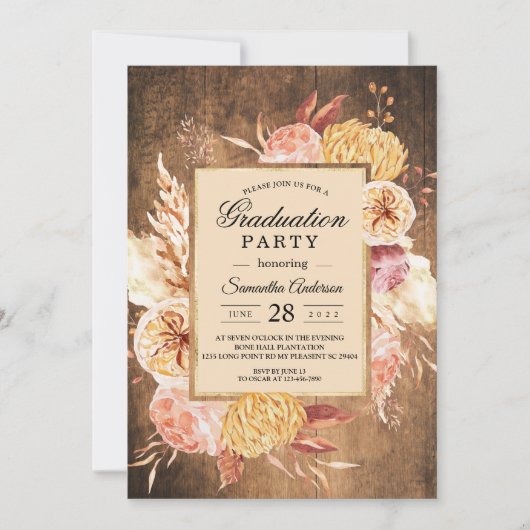 hout en Waterverf kleurrijke deegbloemen Kaart (Voorkant)