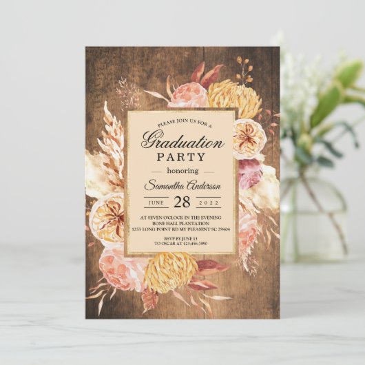 hout en Waterverf kleurrijke deegbloemen Kaart (Staand voorkant)