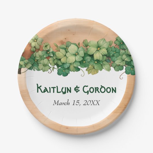 Hout en wijnstok Stenen dag Ierse bruiloft Papieren Bordje (Voorkant)