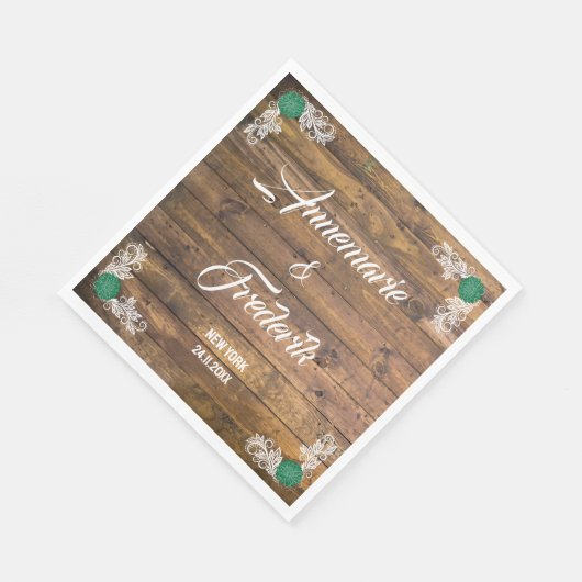 Hout en Wilde Bloem Bruiloft Servet (Hoek)