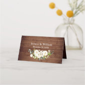 Hout en witte rozen Floral Greenery Wedding Table  Plaatskaartje (Achterkant)