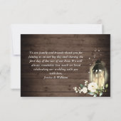 Hout en witte rozen Floral Lantern Foto Bedankkaart (Achterkant)