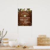 Hout en witte rozen Floral Rehearsal Dinner Sign Poster (Keuken)
