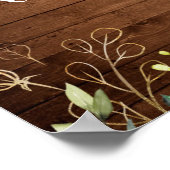 Hout en witte rozen Floral Rehearsal Dinner Sign Poster (Hoek)