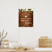 Hout en witte rozen Floral Rehearsal Dinner Sign Poster (Keuken)