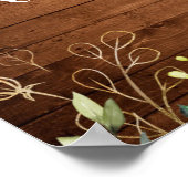 Hout en witte rozen Floral Rehearsal Dinner Sign Poster (Hoek)