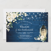 Hout en witte rozen Lantern Bridesmaids Brunch Kaart (Voorkant)