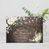 Hout en witte rozen Lantern Bridesmaids Brunch Kaart (Staand voorkant)